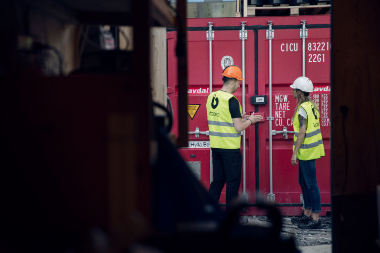 containerlås på byggarbetsplats