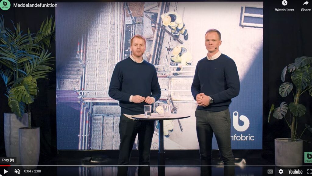 Skärmklipp från Infobrics Webinar om meddelandefunktion